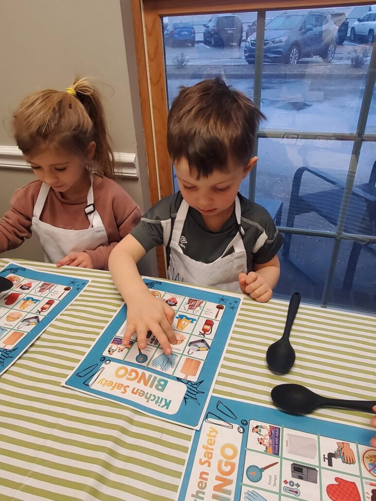children learning kitchen safety