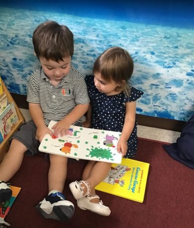 Children reading indoors