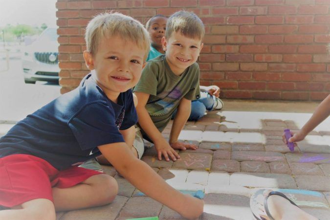 chalk_drawing_on_pavers_at_phoenix_childrens_academy_private_preschool_estrella_mountain_az-675x450