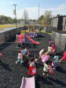 children hunting for easter eggs