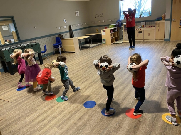 children playing soccer at preschool and daycare in grapevine texas