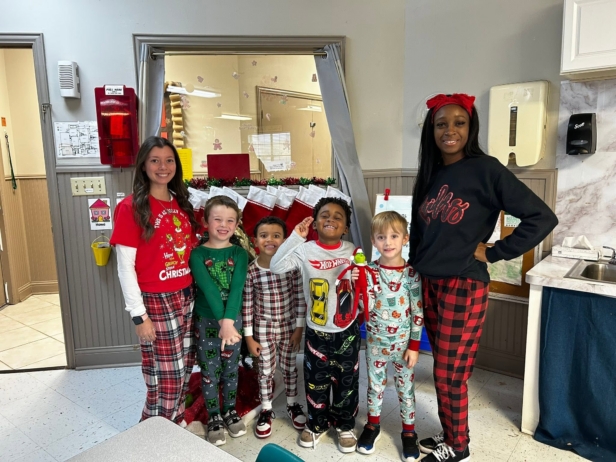 children smiling in pjs at preschool and daycare at cadence academy preschool forney, texas