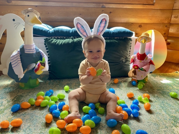 infant playing with easter eggs 2 at cadence academy wylie texas