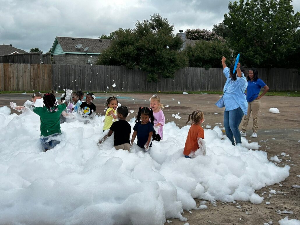 kids playing in foam at preschool and daycare at cadence academy preschool forney, texas