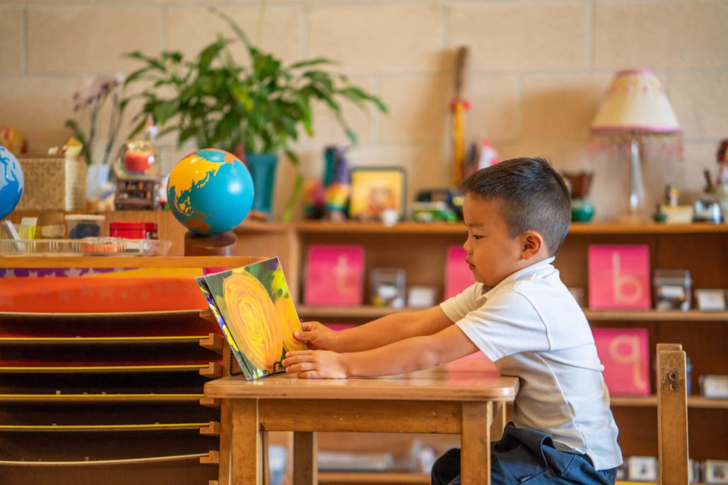 Children reading in a classroom
