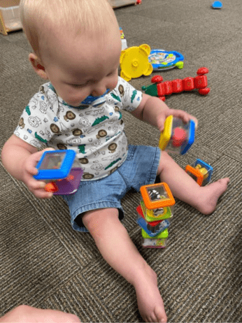 childing playing with blocks