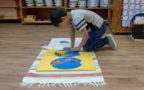 a child doing a geography learning exercise