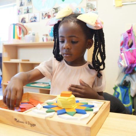 A child doing a learning exercise