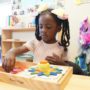 A child doing a learning exercise