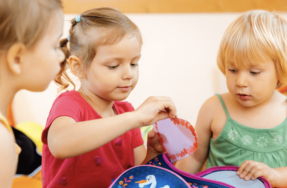 children doing crafts indoors