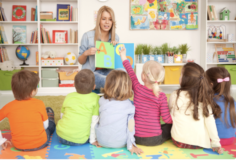 a teacher reading to children