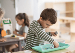 A child doing a learning exercise