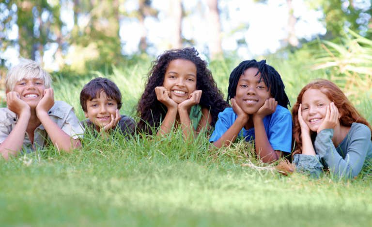 a group of children outdoors