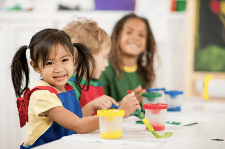 a child working indoors