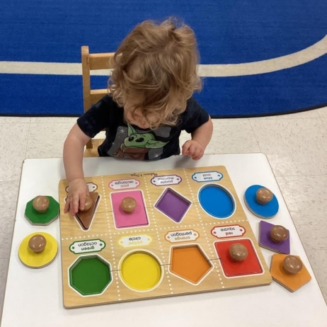 Learning shapes at preschool and daycare at 335 Peter's Colony