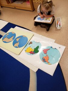 child learning maps at preschool and daycare at 339 virginia parkway