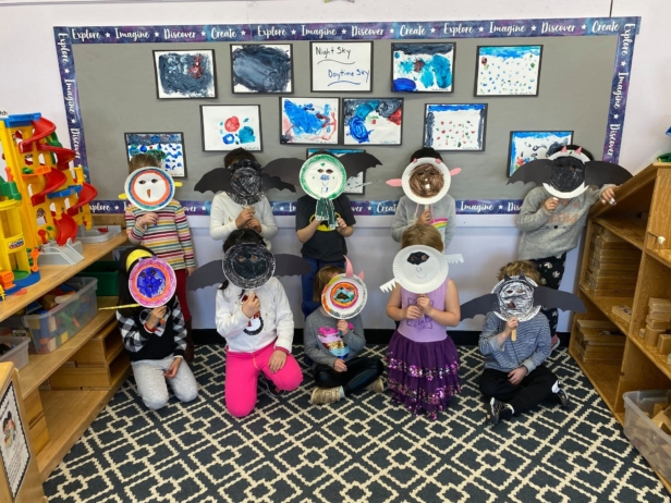 children with halloween masks diy craft preschool and daycare newton school for children 455