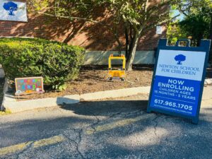 back to school sign up outside preschool and daycare newton school for children 455