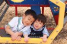 two children playing outside
