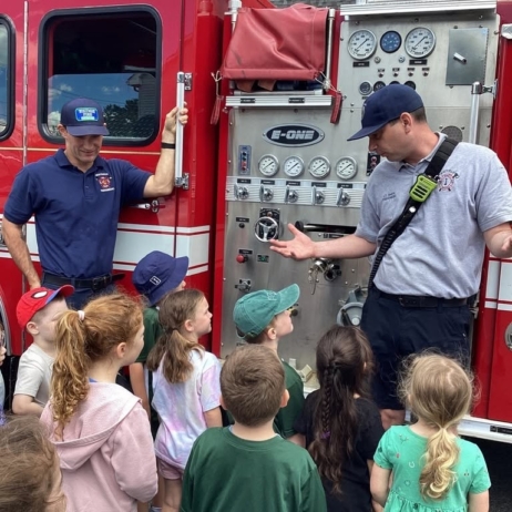 children learning from firefighters at preschool and daycare at cadence academy preschool 450 whitman washington